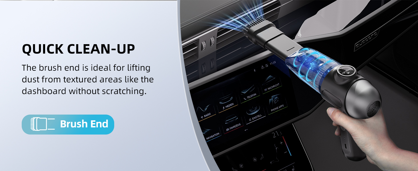 brush end to clean the dashboard or other extured areas
