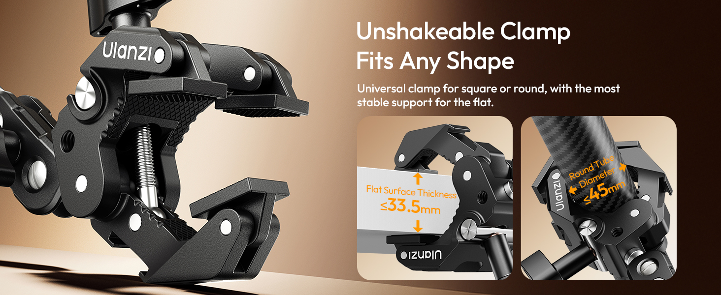 ULANZI Super Clamp Camera Clamp Mount with 2 Section Kit