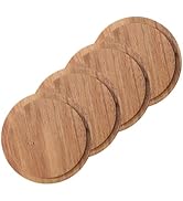 Healvian 4pcs Wooden Sealing Mug Lids Bamboo Cup Cover Round Pine Wood Jar Lids Dusts-proof Mug C...
