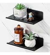 SAYAYO Black Floating Shelves for Wall Storage, 8 Inch Adhesive Wall Shelves for Bedroom Decor, S...