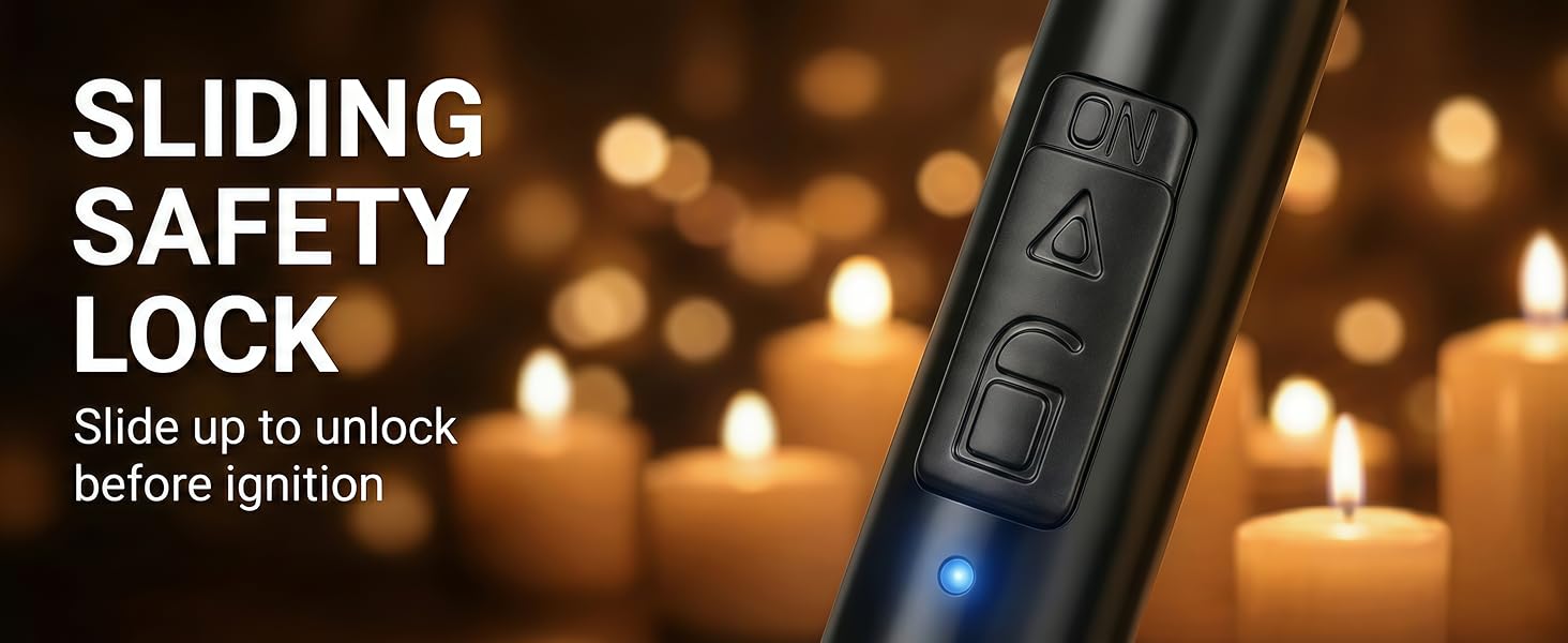 Detail view of blacklighter handle showing the sliding safety switch