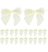 AIMUDI Pre Tied Ivory Twist Tie Bows for Treat Bags 4" Premade Ivory Bows for Crafts Ivory Bows f...