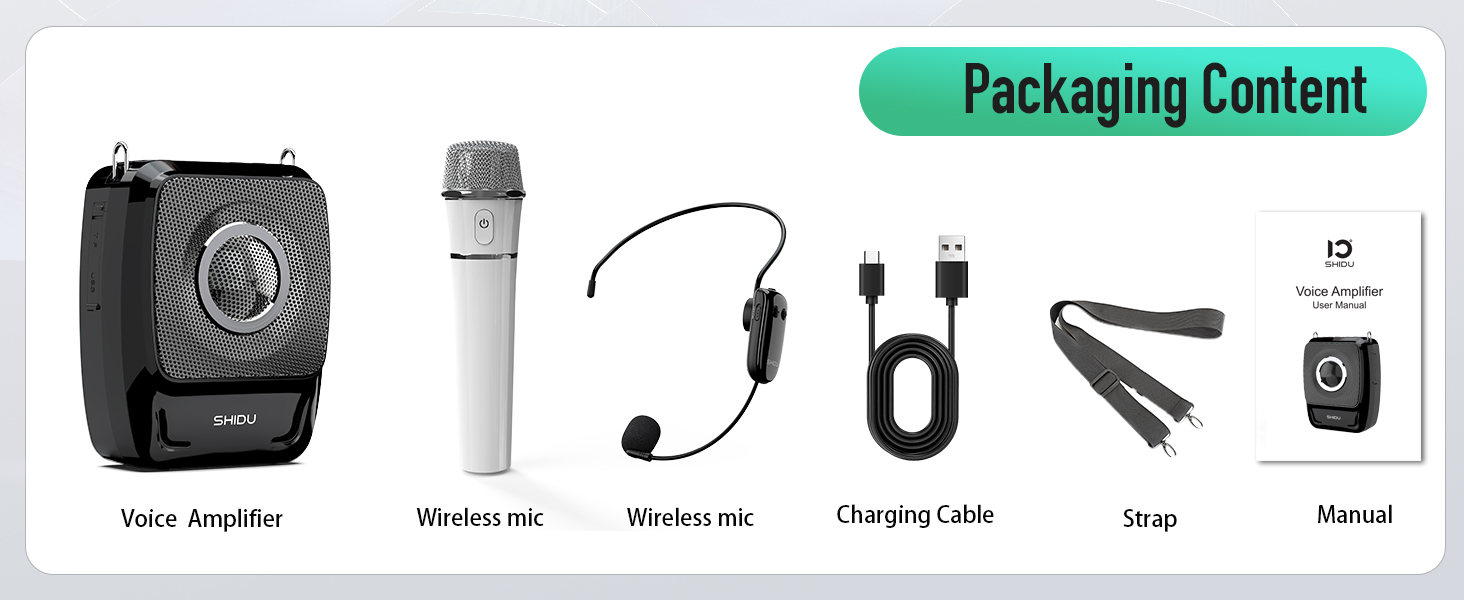 voice amplifier SHIDU voice amp speaker and microphone portbale speaker with wireless handheld mic