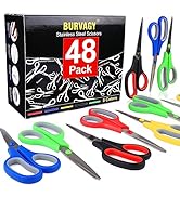 Scissors, BURVAGY 8" Multipurpose Scissor Bulk 48 Pack, Comfort Grip Handles Ultra Sharp Blade Sh...