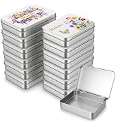 Goodma 12 Pack Empty Rectangular Silver Metal Tins Storage Organizer Gift Boxes with Thank You &amp; ...