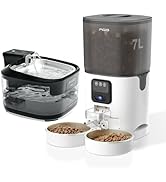 FGID Wireless Cat Water Fountain 5000mah Battery Operated+7L Automatic Cat Feeder with Camera for...