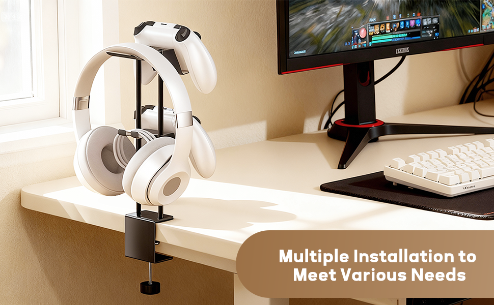 TpeeTeek Headphone Stand Game Controller Holder On/Under Desk Clamp 1