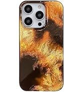 Reezaddin Tortoise Shell Aesthetic Bling Phone Case for iPhone 16 Pro Max,Trendy Brown Amber Leop...