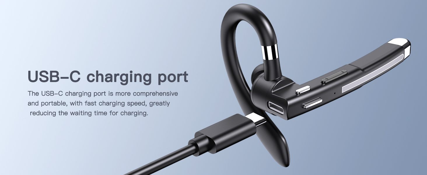 The earphones are equipped with a Type-C charging port, which can quickly charge the earphones.