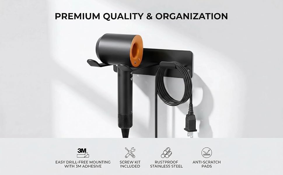 hair dryer holder black