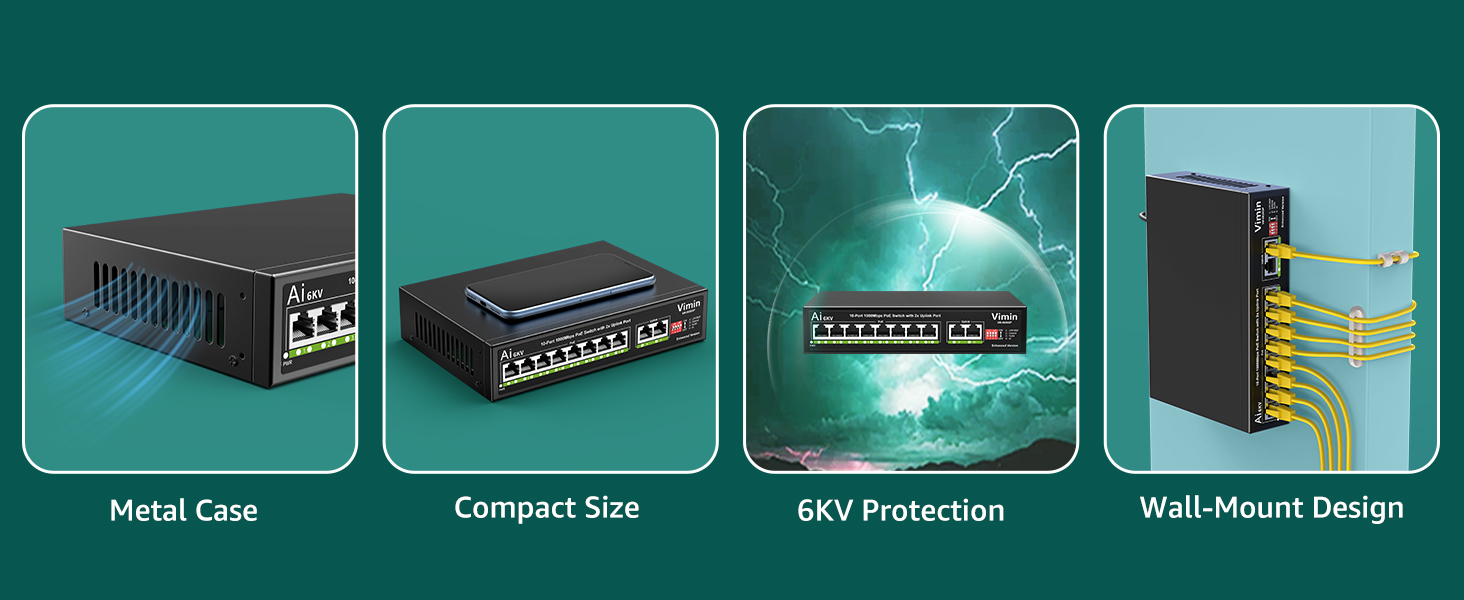 8-port PoE Switch Gigabit Unmanaged with 2 uplink port
