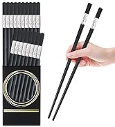 10 Pairs Fiberglass Chopsticks, GLAMFIELDS Reusable Chop sticks Dishwasher Safe, Non-slip, 9 1/2 ...