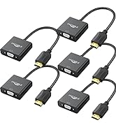 HDMI to VGA Adapter 5 Pack Black,HDMI to VGA Adapter Male to Female Cable 1080P for Desktop, Lapt...
