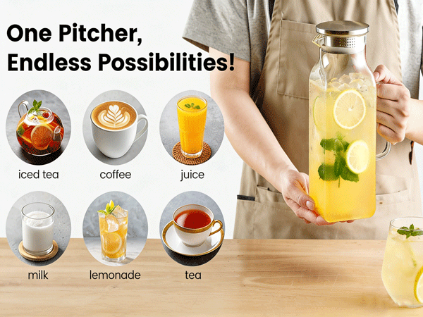 Square Glass Pitcher with Lid