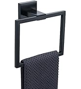 TQKAG Matte Black Towel Ring Bathroom Hand Towel Holder Stainless Steel Square Towel Hangers Wall...