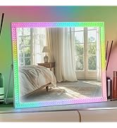 homtang Vanity Mirror with Lights,RGB &amp; 3 Dimmable Light Modes Makeup Mirror with Touch Control,L...