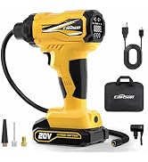 CARSUN 20V Cordless Tire Inflator Portable Air Compressor, Rechargeable Lithium Battery Powered A...