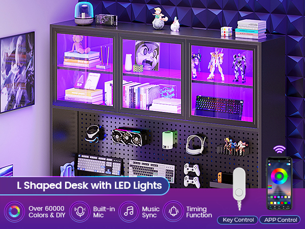 l shaped desk with led lights