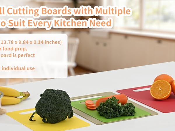 Large and small plastic cutting boards with handle holes, perfect for family and individual use