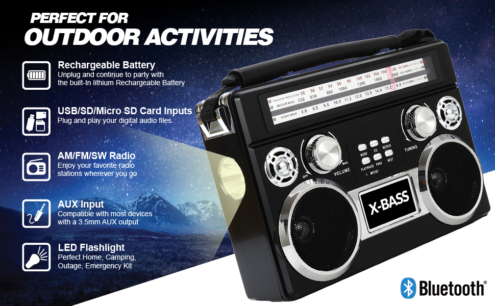 Boombox, retro, AM/FM, Radio. Emergency, 