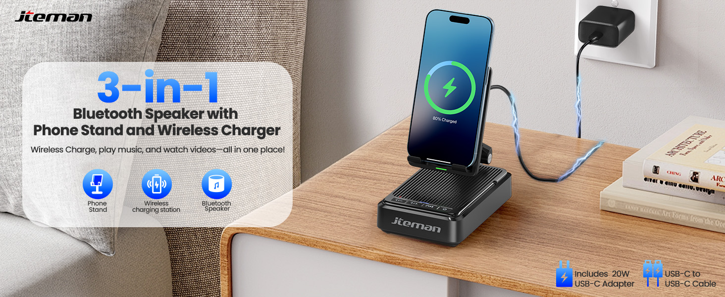 jteman bluetooth speaker with phone stand