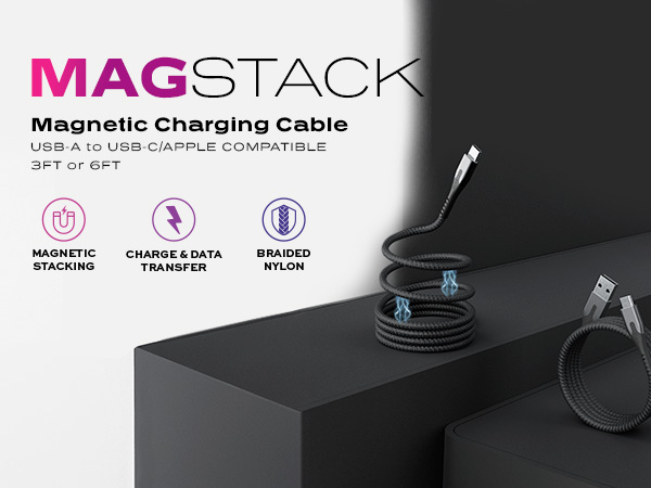 magstack charging cable USB A to USBC USB C USB-C magnetic coil organization organizing data statik