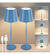 Blue Cordless Table Lamp Set of 2 - 8-20 Inches Adjustable Height, 5000mAh Rechargeable Battery L...