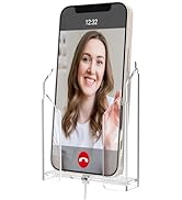 Crpich Wall Mounted Phone Holder, Acrylic Phone Cradle with 3M Transparent Tapes, Clear Phone Sta...