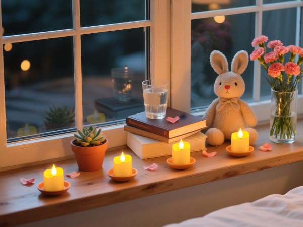 electric tea lights for windowsill