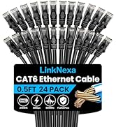 LinkNexa Cat 6 Ethernet Cable 0.5ft(24 Pack), High Speed 10Gbps Network Cable, UTP 24AWG Flexible...