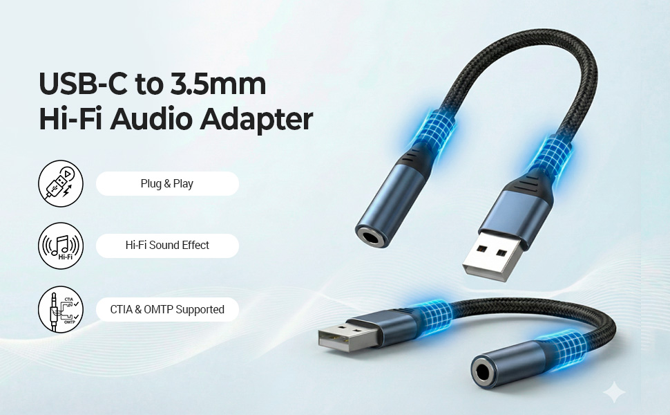 USB to 3.5mm Jack Audio Adapter
