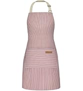 NLUS 1 Pack Kitchen Cooking Aprons, Adjustable Bib Soft Chef Apron with 2 Pockets for Women Men (...