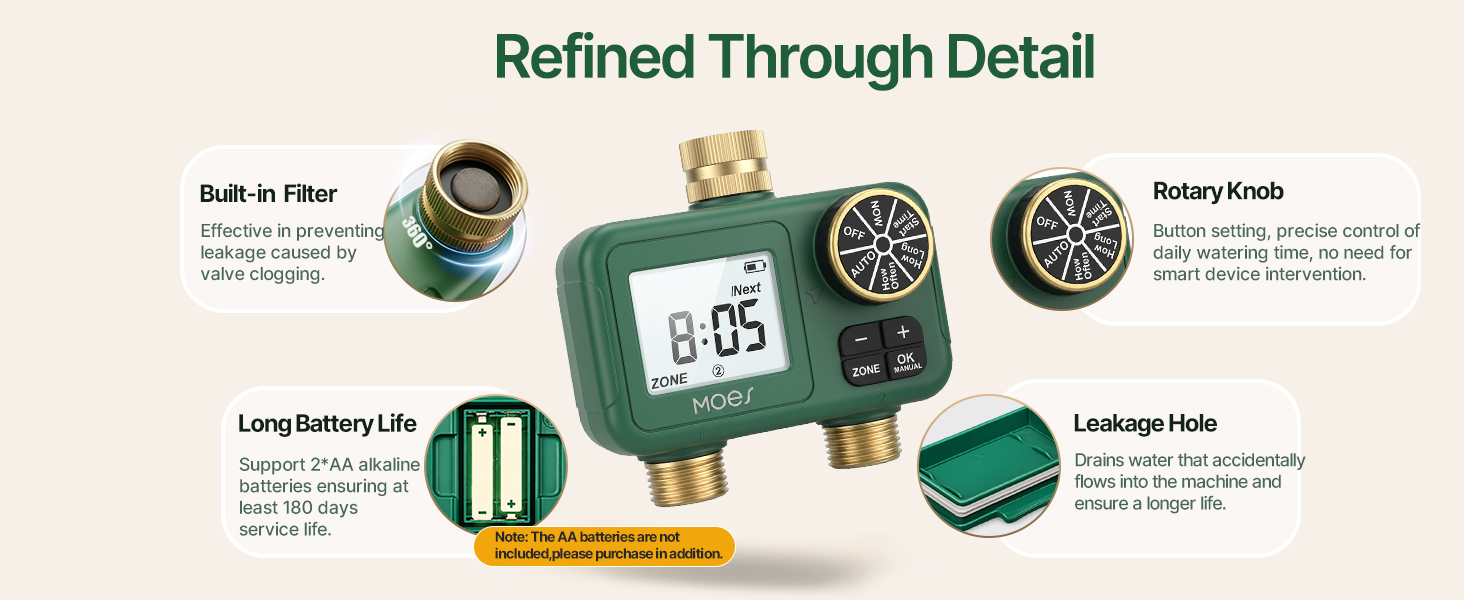 2-zone water timer for lawn hose