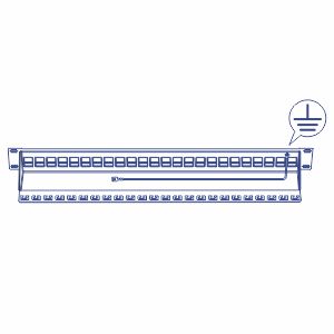 24-Port Blank Keystone Shielded 1U Patch Panel