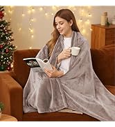 BRILLIO Electric Heated Blanket 72"x84" Full Size Flannel Fleece - 4 Heat Settings &amp; 10H Auto Shu...