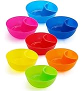 JINGIHE 7 Pcs Snack and Dip Bowls, Plastic Divided Chip Serving Set, Anti-Soggy Salsa Bowl Microw...