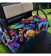 AQQA Golf Cart Seat Covers, Tropical Palm Leaf-Boho-Marble Microfiber Golf Cart Seat Blanket, Gol...