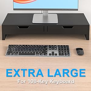 Bamboo Monitor Stand with Drawers