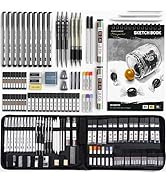 Four Candies 73PCS Advanced Art Supplies Drawing Kit with Fineliner Pens, Mechanical Pencils, 3-C...