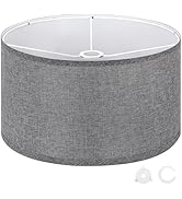 OUTON Grey Large Drum Lamp Shades for Floor Lamps, 16" Top x 16" Bottom x 9" High, Easy to Assemb...