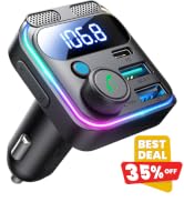 JOYROOM 81W Bluetooth 5.4 FM Transmitter Car Adapter PD &amp; QC 3.0 USB C Car Charger Cigarette Ligh...