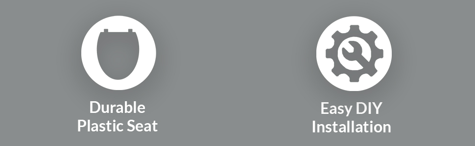 Hinges remove for easy cleaning, durable plastic seat resists chips and scratches, easy installation