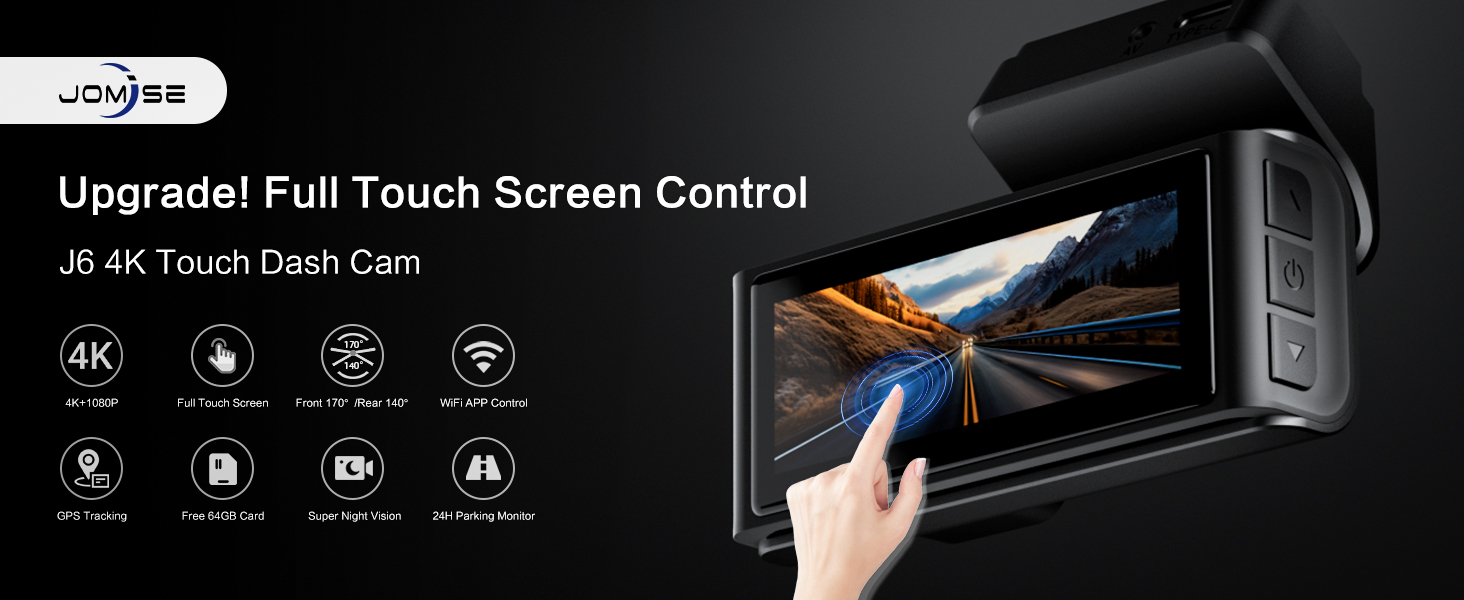 4K+1080P dash cam with touch screen