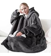 Touchat Wearable Blanket Hoodie, Oversized Sherpa Fleece Sweatshirt Blanket with Giant Hood Pocke...