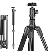 TONYBOO 61.5" Camera Tripod &amp; Monopod, Aluminum Compact Travel Tripod with Arca Swiss Ball Head, ...