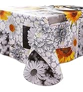 Heavy Duty Vinyl Tablecloth with Flannel Backing Waterproof Oil-Proof PVC Table Cloth Stain-Resis...