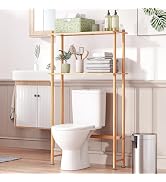AmazerBath Bamboo Over The Toilet Storage Shelf, 2-Tier Over Toilet Organizer Rack, Freestanding ...