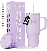 IRON °FLASK Co-Pilot Insulated Mug w/Straw &amp; Flip Cap Lids - Cup Holder Bottle for Hot, Cold Drin...