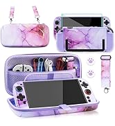 PAWDIARY Purple Marble Switch 2 2025 Carrying Travel Bag, with Hardshell PC Protective Case for N...