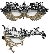 TFTSR Masquerade Masks for Women Couples,Men Mardi Gras Mask,Girls Black Gold Lace Eyes Costume,A...